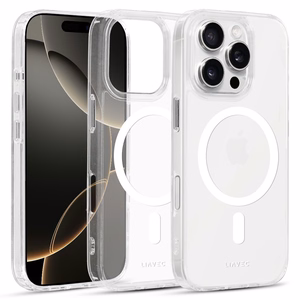 Liavec Blizgus Magnetinis Skaidrus dėklas telefonui Iphone 16 Pro Max balta