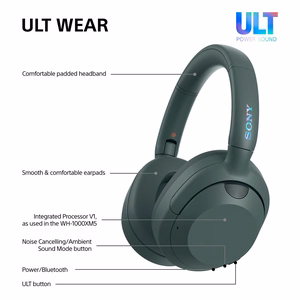 Sony ULT WEAR – belaidės Bluetooth ausinės su ULT POWER SOUND, giliais bosais, triukšmo slopinimu, iki 30 val. baterija