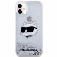 Karl Lagerfeld KLHCN61LNCHCS iPhone 11/XR sidabrinis/sidabrinis kietas dėklas Blizgantis Choupette Galva