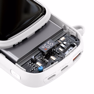 Baseus Qpow su skaitmenine indikacija išorinė baterija su greitu įkrovimu 20000mAh 22.5W QC/PD/SCP/FCP su įmontuotu USB-C kabeliu balta