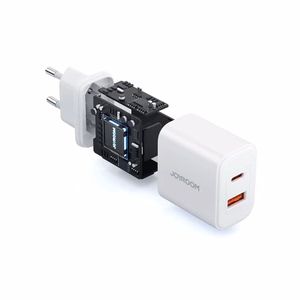 Įkroviklis Joyroom JR-TCF05 baltas 20W (1xPD 1xQC3.0) + Type-C / Lightning 100cm laidas