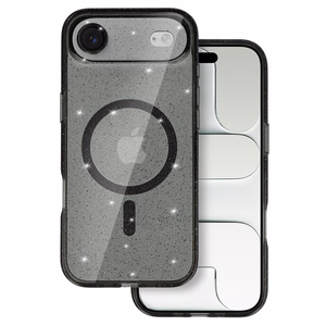 Blizgantis magnetinis dėklas telefonui Iphone 17 Air, juodas, permatomas