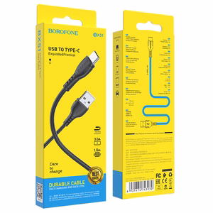 Borofone Kabelis BX51 Triumph - USB į Type C - 3A 1 metras juodas