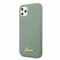 Guess GUHCN65LSLMGKA iPhone 11 Pro Max chaki kietas dėklas Silicone Vintage Gold Logo
