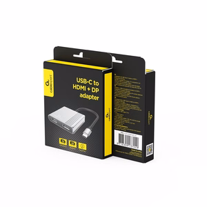 Gembird A-CM-HDMIFDPF-01 USB-C į HDMI + DP adapteris, 4K 60Hz, juodas