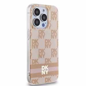 DKNY IML languoto mono rašto ir spausdintų juostų magnetinis dėklas telefonui iPhone 15 Pro – rožinis