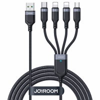 Joyroom Multi-Use Series S-A18 4in1 USB-A - USB-C / Lightning / Lightning / micro USB kabelis 1.2m – juodas
