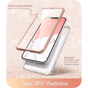 Supcase Cosmo dėklas telefonui iPhone 14 Plus - rožinės marmuro spalvos