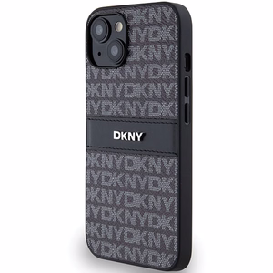 DKNY Odinis mono juosta ir metalinis logotipas dėklas telefonui iPhone 15/14/13 - juodas