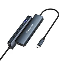 USB-C 6 in 1 Hub Wozinsky WHBC10Y4S daugiafunkcis, aliuminis, su 25 cm laidu - pilkas