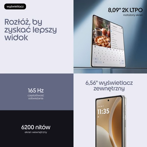 Motorola razr fold 20,6 cm (8.09") Dviguba SIM jungtis Android 16.0 5G C tipo USB 16 GB 512 GB 6000 mAh Balta