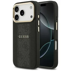 Guess 4G Stripe Magnetinis dėklas telefonui iPhone 17 Pro - juoda