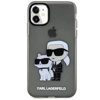 Karl Lagerfeld KLHCN61HNKCTGK iPhone 11 / Xr 6.1" juodas/juodas kietas dėklas Blizgučiai Karl&Choupette