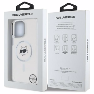 Karl Lagerfeld IML Metalinė Choupette galva MagSafe dėklas iPhone 13 Pro - baltas