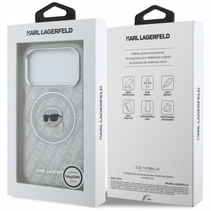 Karl Lagerfeld IML Karl Head Logo Magnetinė dėklas telefonui iPhone 17 Pro - Pilka