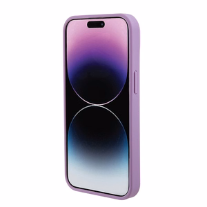 Guess GUHCP15SP4EPMU iPhone 15 6.1" violetinis/šviesiai violetinis kietas dėklas telefonui Leather 4G Stamped