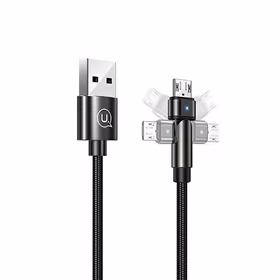 USAMS pintas sukamasis laidas U60 2A microUSB juodas 1m SJ478USB01 (US-SJ478)