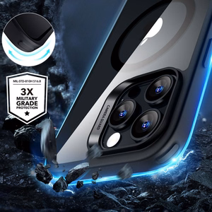ESR Classic Hybrid Halolock Magnetinis dėklas telefonui + grūdintas stiklas iPhone 16 Pro Max - skaidrus su juodu rėmeliu
