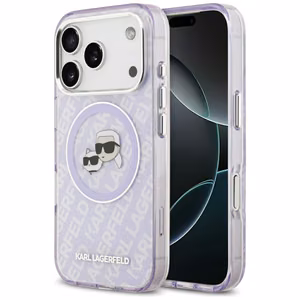 Karl Lagerfeld IML Glitter Karl & Choupette Heads Logo MagSafe чехол iPhone 17 Pro - фиолетовый