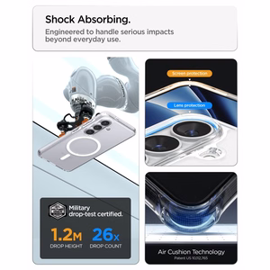 SPIGEN dėklas ULTRA HYBRID MAG, suderinamas su "MagSafe", skirtas S26, skaidrus / baltas