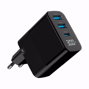 Gembird TA-UC-PDQC30LCD-BK-02 mobiliojo įrenginio įkroviklis universalus juodas AC greitas įkrovimas patalpoms