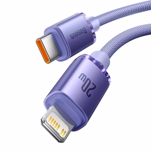 USB laidas Baseus Crystal Shine violetinis Type-C / Lightning 200cm (iki 20W)