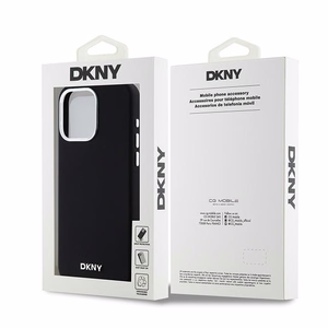 DKNY DKHMP15XSMCHLK iPhone 15 Pro Max6.7" juodas dėklas Liquid Silicone Small Metal Logo MagSafe