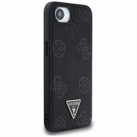 Guess Grained Hot Stamp Peony Triangle Logo Magnetinis dėklas telefonui iPhone 16e - juodas
