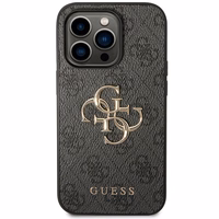 Guess GUHCP15L4GMGGR iPhone 15 Pro 6.1" pilkas/pilkas kietas dėklas 4G Didelis Metalinis Logotipas