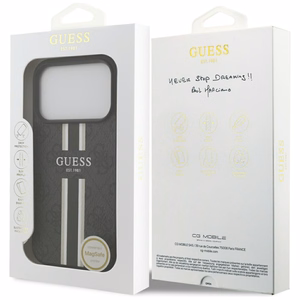 GUESS dėklas telefonui IPHONE 17 Pro, suderinamas su MagSafe GUHMP17LP4RPSK (4G Printed Stripes), juodas