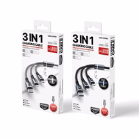 WEKOME WDC-119 Fython Series - 3-in-1 USB-A to Lightning + USB-C + Micro USB PD connection laidas 1.2 m (juodas)