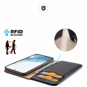 Dux Ducis Hivo dėklas Samsung Galaxy S23+ atverčiamas dėklas su pinigine ir RFID apsauga juodas