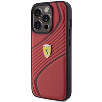 Ferrari Twist Metal Logo dėklas telefonui iPhone 15 Pro - raudonas