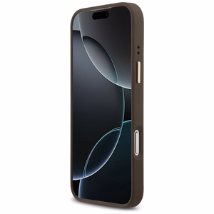 Guess 4G PU Triangle Logo & Stand Camera Magsafe чехол iPhone 17 Pro Max - коричневый