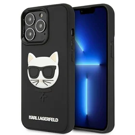 Karl Lagerfeld 3D guminis Choupette dėklas telefonui iPhone 13 Pro / iPhone 13 - juodas