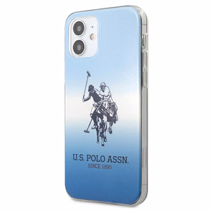 US Polo Assn. Gradient Pattern Collection dėklas, skirtas iPhone 12 mini, mėlynas