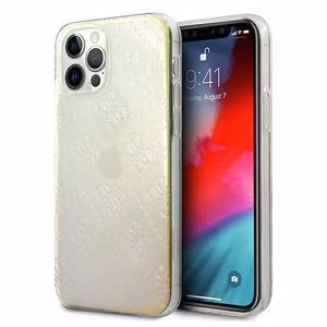 Guess GUHCP12M3D4GIRBL iPhone 12/12 Pro 6.1" vaivorykštinis/vaivorykštinis kietas dėklas 4G 3D rašto kolekcija
