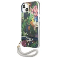 Guess GUHCP13SHFLSB iPhone 13 mini 5.4" mėlynas/mėlynas kietas dėklas Gėlių Dirželis