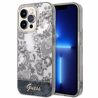 Guess GUHCP14XHGPLHG iPhone 14 Pro Max 6.7 "pilkas/pilkas kietas dėklas Porcelain Collection