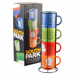 South Park 4 keraminių puodelių rinkinys su stovu, 300 ml