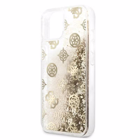Guess GUHCP13SLGPEGO iPhone 13 mini 5.4" auksinis/auksinis kietas dėklas Peony Liquid Glitter