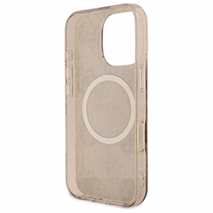 Guess IML bijūnas ant 4G fono Magnetinis dėklas telefonui iPhone 16 Pro - rudas
