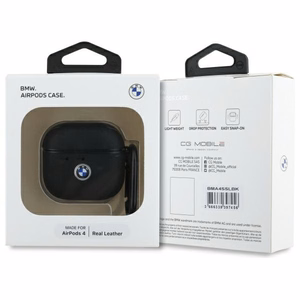 BMW BMA4SSLBK AirPods 4 odinis dėklas juodas/sidabrinis su sidabriniu logotipu