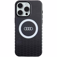 Audi IML Magnetinis dėklas su dideliu logotipu telefonui iPhone 15 Pro Max - juodas