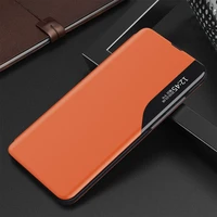 Dėklas telefonui iš ekologiškos odos su langeliu ir stovėjimo funkcija Xiaomi Redmi K40 Pro+ / K40 Pro / K40 / Poco F3 - oranžinis