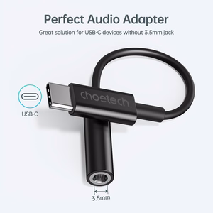 Adapteris CHOETECH USB Type-C (M) - ausinių jungtis 3.5mm (F)