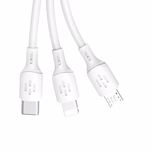 Dudao 3-in-1 USB-A – USB-C / micro USB / Lightning kabelis 6A, 1,2 m, baltas