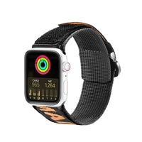 Dux Ducis dirželis (lauko versija) Apple Watch Ultra dirželis, SE, 9, 8, 7, 6, 5, 4, 3, 2, 1 (49, 45, 44, 42 mm) nailoninė apyrankė juoda ir oranžinė