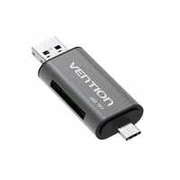 Vention CCHH0 kortelių skaitytuvas USB Type-A/USB Type-C/Micro-USB Pilka