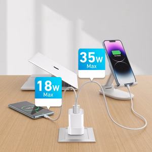 Wozinsky WWC-35W GaN USB-A + USB-C tinklo įkroviklis - baltas